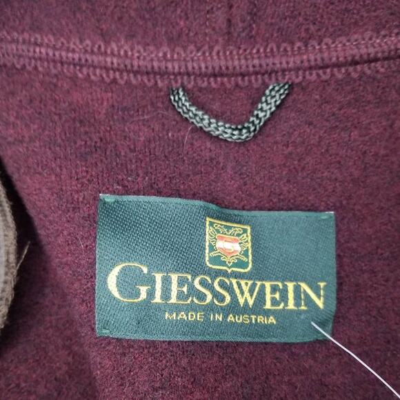 Giesswein Made in Austria Burgundy Wine Color Wool Blazer with Brown Trim Size 8 - Picture 5 of 5